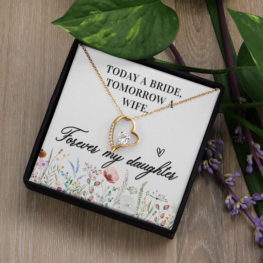 To My Wife Today a Bride Forever Necklace w Message Card-Express Your Love Gifts