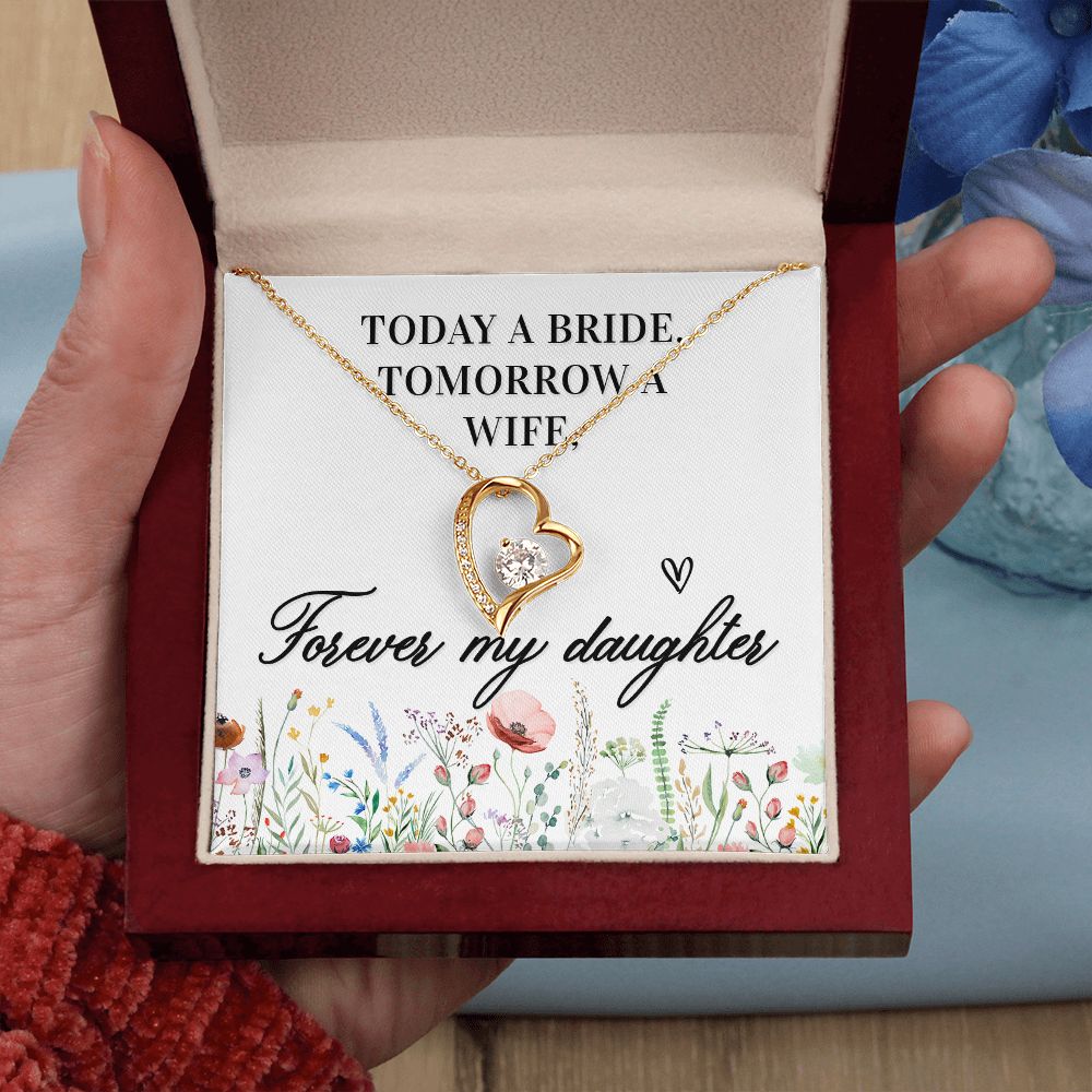 To My Wife Today a Bride Forever Necklace w Message Card-Express Your Love Gifts