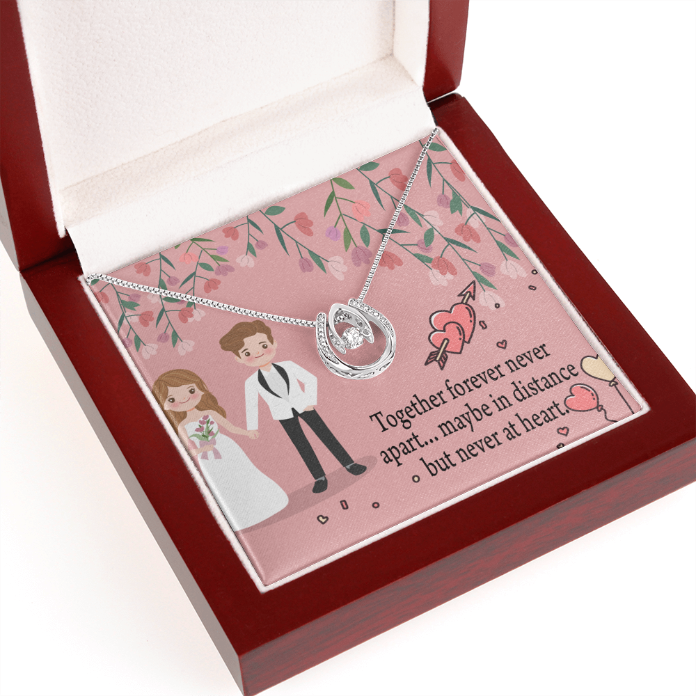 To My Wife Together Forever Lucky Horseshoe Necklace Message Card 14k w CZ Crystals-Express Your Love Gifts
