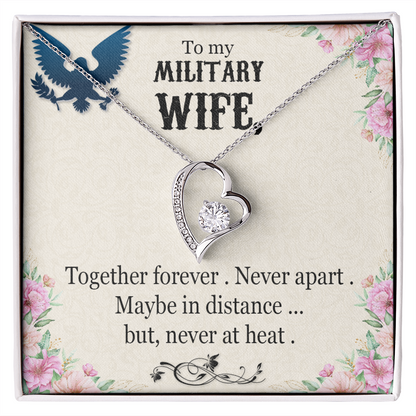 To My Wife Together Forever Military Wife Forever Necklace w Message Card-Express Your Love Gifts