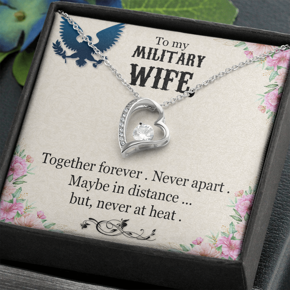 To My Wife Together Forever Military Wife Forever Necklace w Message Card-Express Your Love Gifts