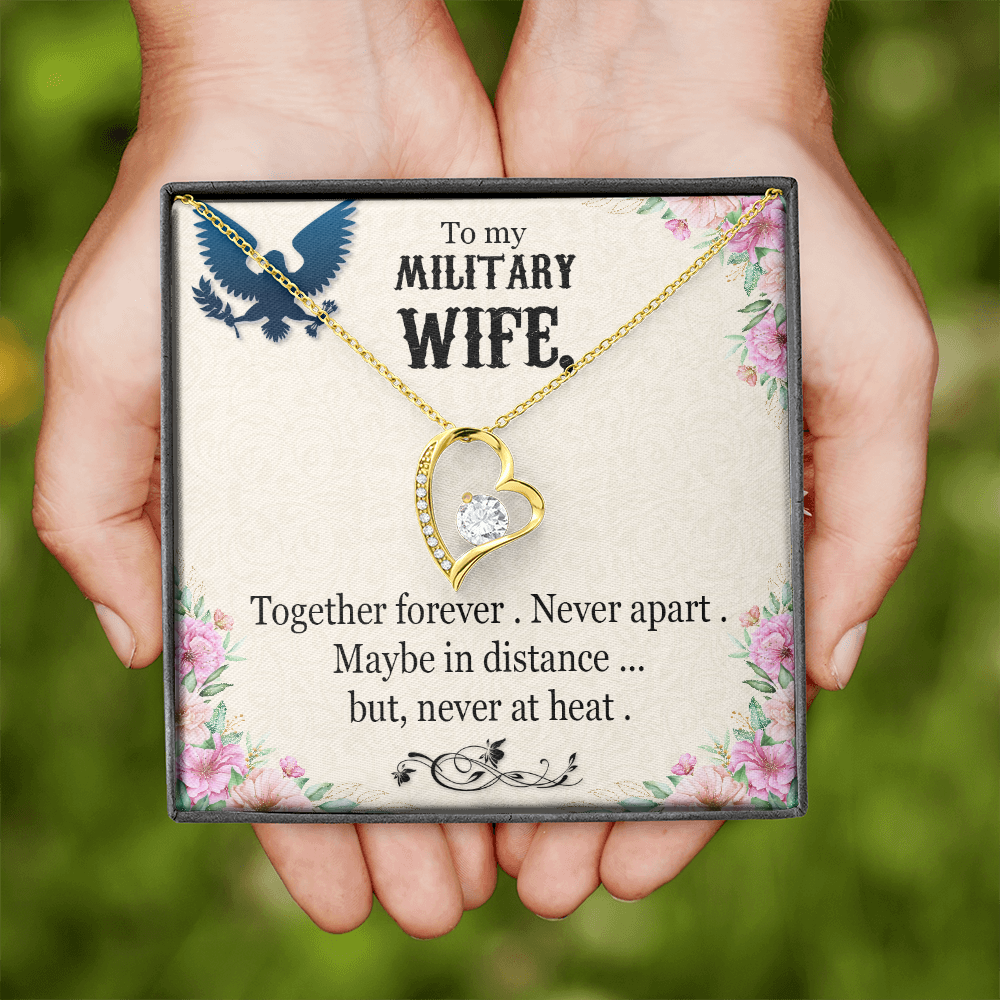 To My Wife Together Forever Military Wife Forever Necklace w Message Card-Express Your Love Gifts