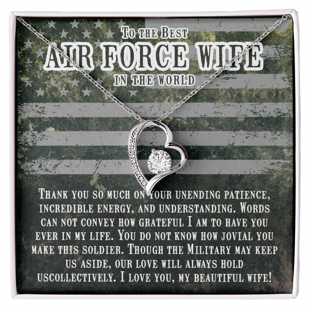 To My Wife Unending Patience Air Force Wife Forever Necklace w Message Card-Express Your Love Gifts