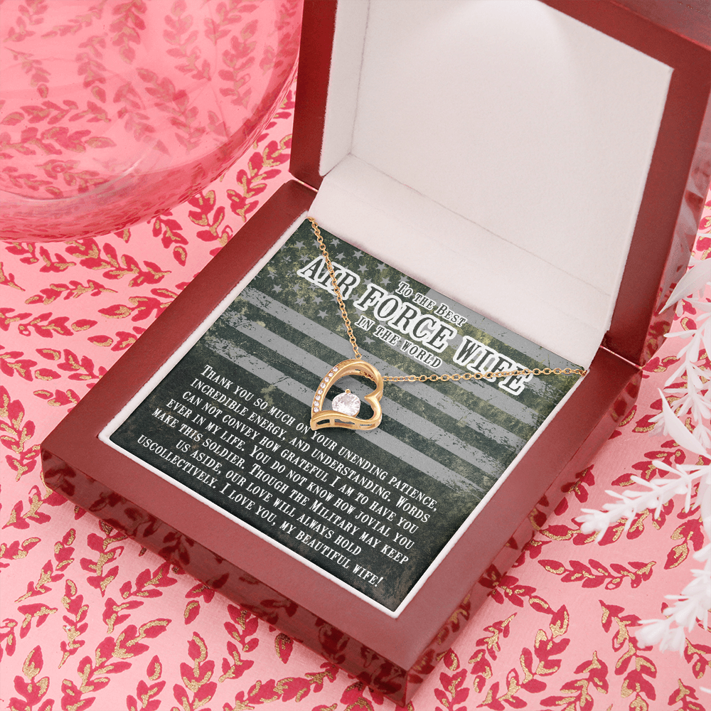 To My Wife Unending Patience Air Force Wife Forever Necklace w Message Card-Express Your Love Gifts