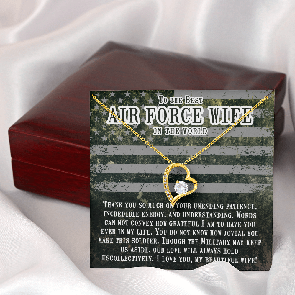 To My Wife Unending Patience Air Force Wife Forever Necklace w Message Card-Express Your Love Gifts