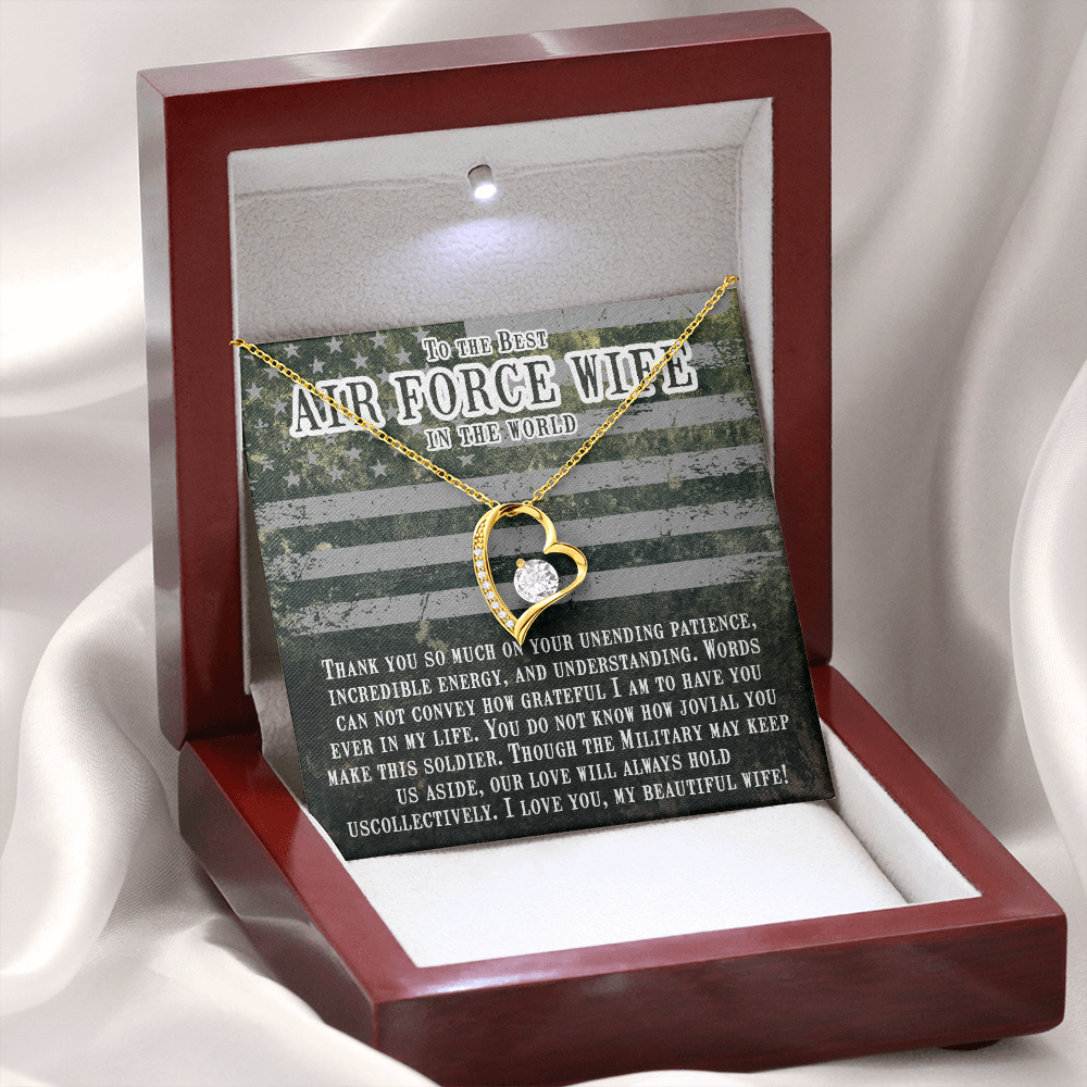 To My Wife Unending Patience Air Force Wife Forever Necklace w Message Card-Express Your Love Gifts