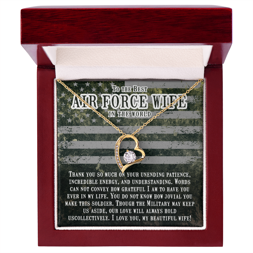 To My Wife Unending Patience Air Force Wife Forever Necklace w Message Card-Express Your Love Gifts