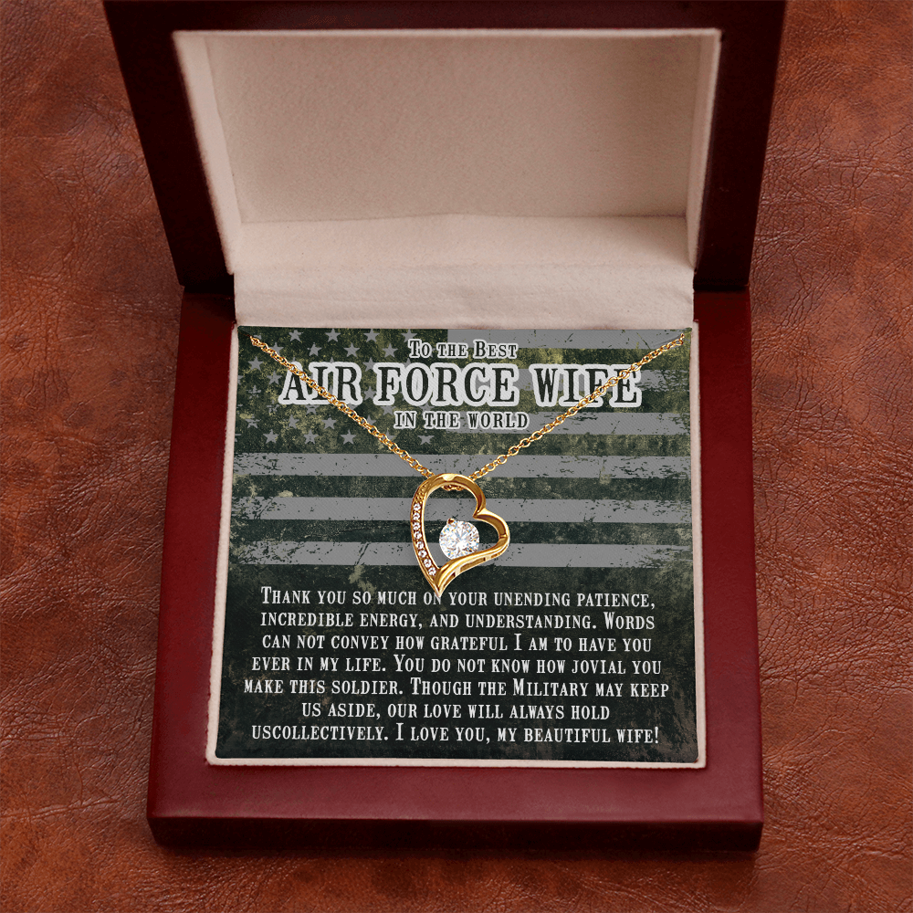 To My Wife Unending Patience Air Force Wife Forever Necklace w Message Card-Express Your Love Gifts