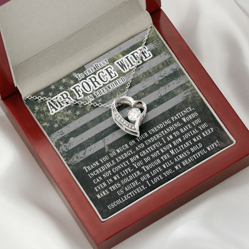 To My Wife Unending Patience Air Force Wife Forever Necklace w Message Card-Express Your Love Gifts