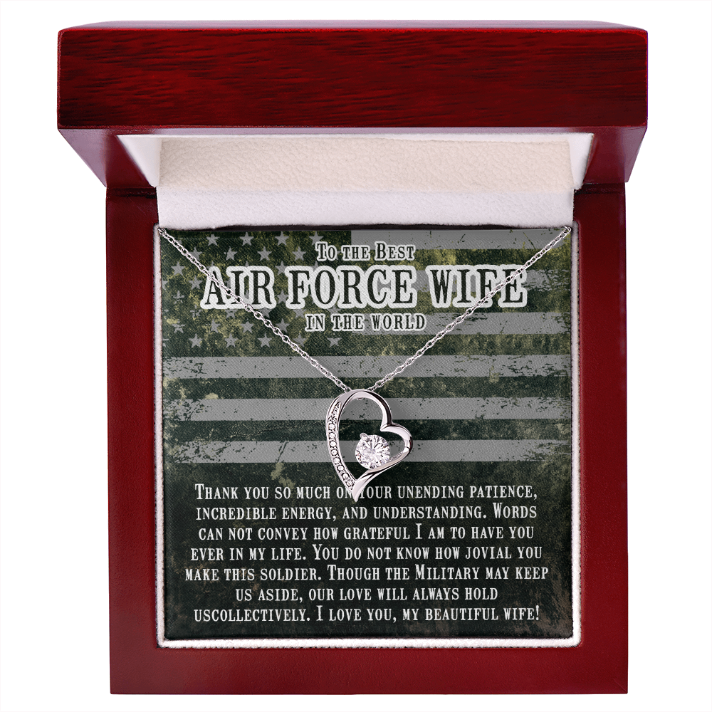 To My Wife Unending Patience Air Force Wife Forever Necklace w Message Card-Express Your Love Gifts