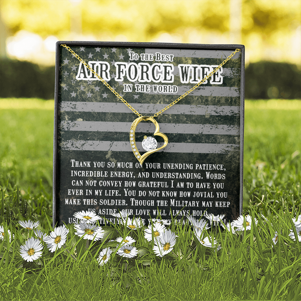 To My Wife Unending Patience Air Force Wife Forever Necklace w Message Card-Express Your Love Gifts