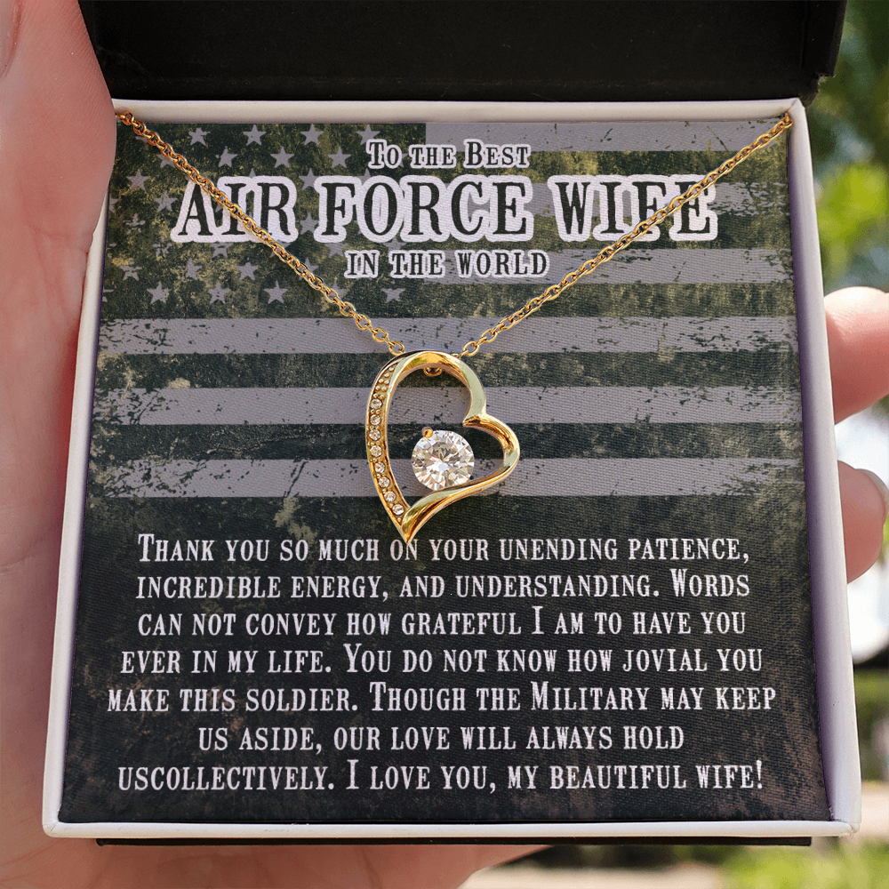 To My Wife Unending Patience Air Force Wife Forever Necklace w Message Card-Express Your Love Gifts