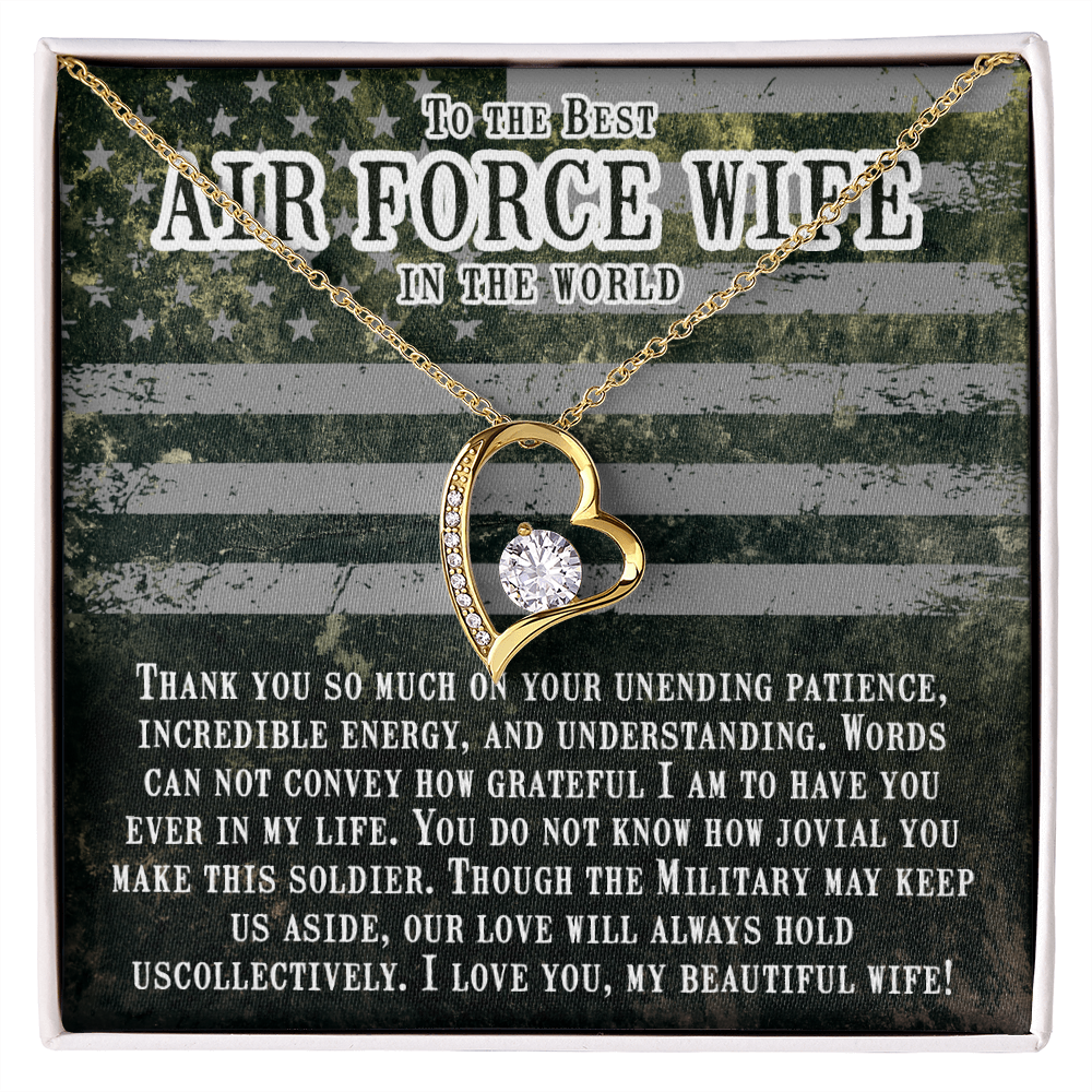 To My Wife Unending Patience Air Force Wife Forever Necklace w Message Card-Express Your Love Gifts