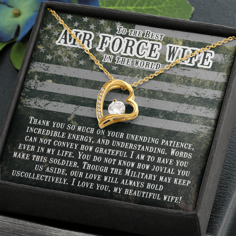 To My Wife Unending Patience Air Force Wife Forever Necklace w Message Card-Express Your Love Gifts