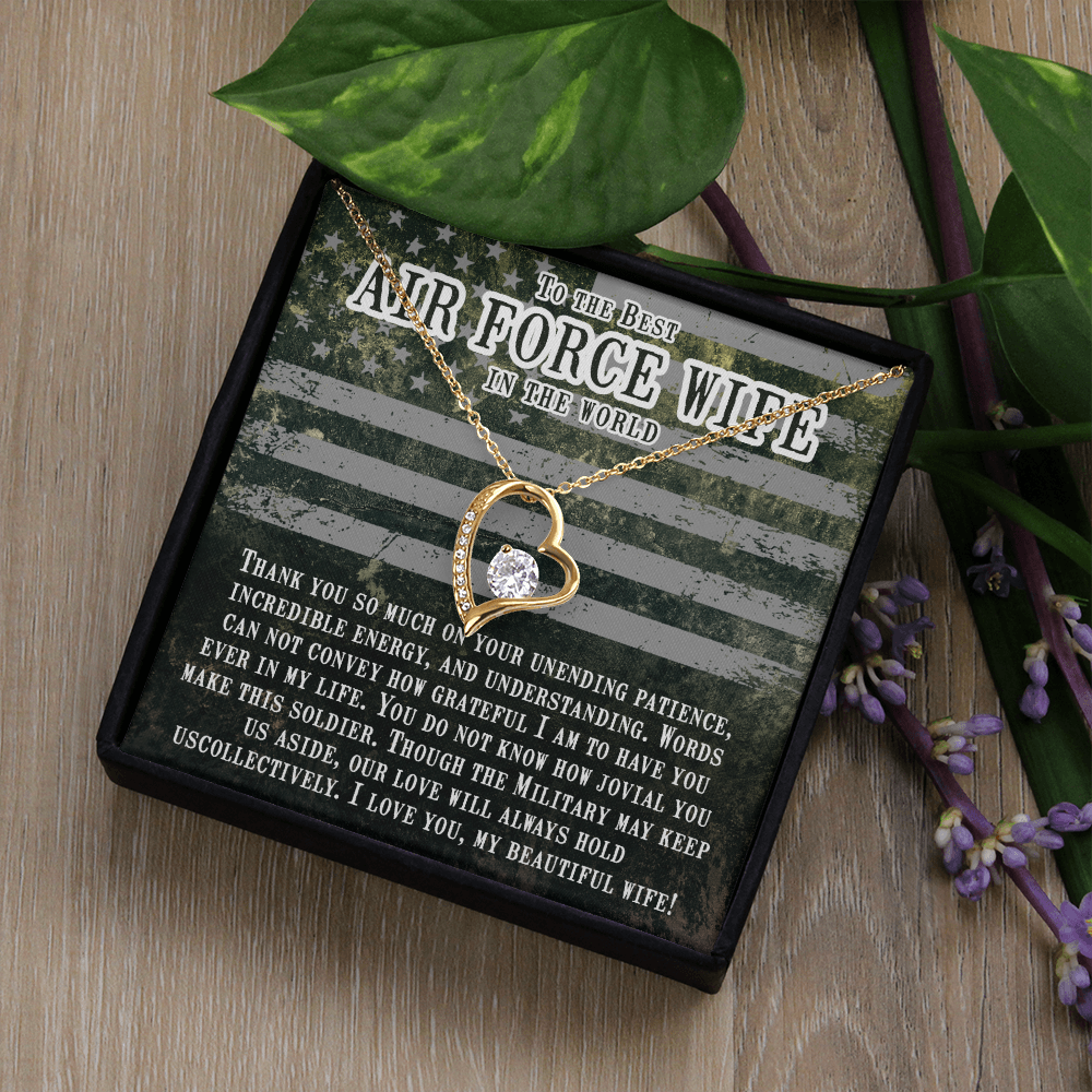 To My Wife Unending Patience Air Force Wife Forever Necklace w Message Card-Express Your Love Gifts