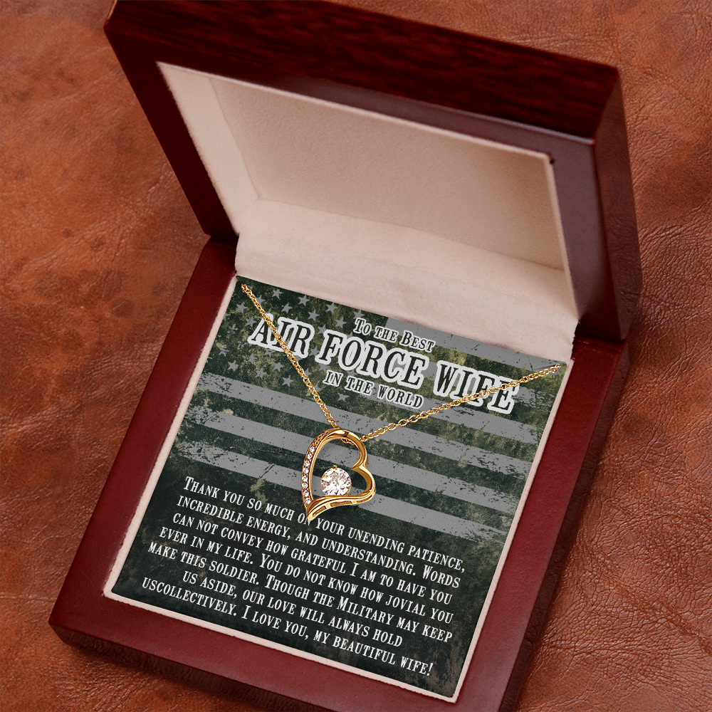 To My Wife Unending Patience Air Force Wife Forever Necklace w Message Card-Express Your Love Gifts