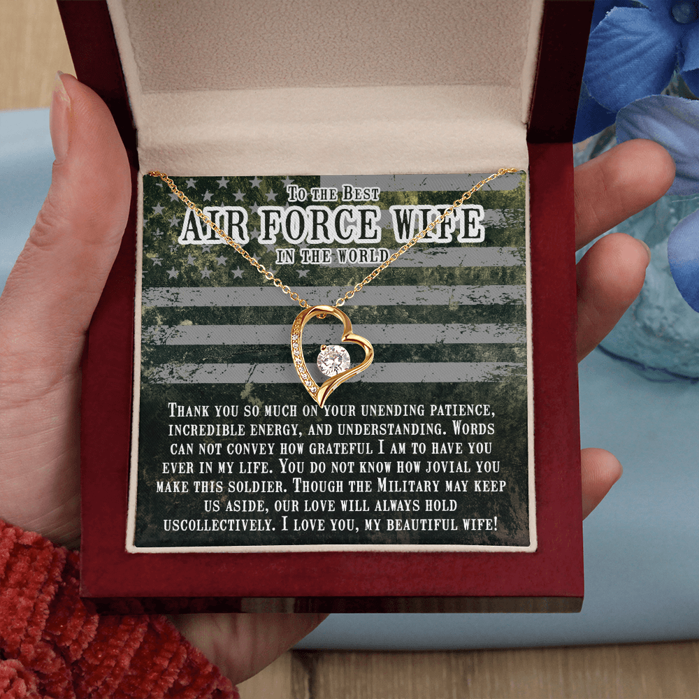 To My Wife Unending Patience Air Force Wife Forever Necklace w Message Card-Express Your Love Gifts