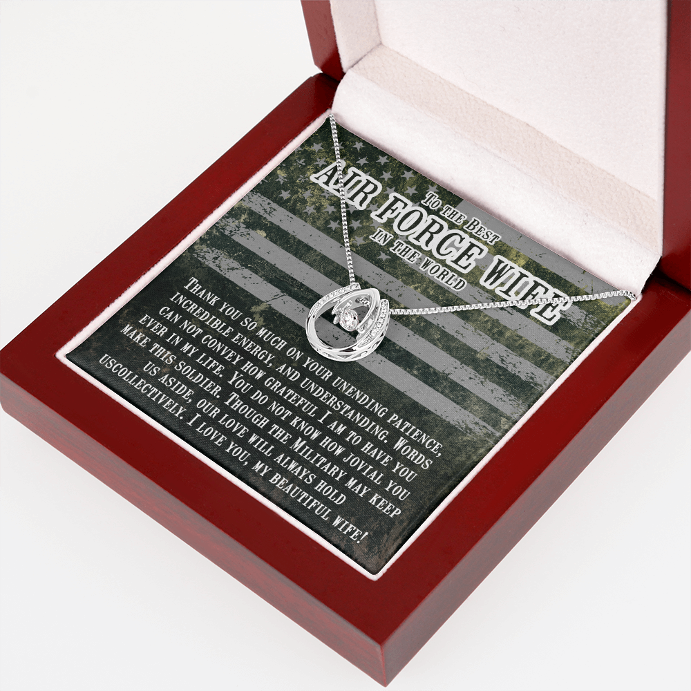 To My Wife Unending Patience Lucky Horseshoe Necklace Message Card 14k w CZ Crystals-Express Your Love Gifts