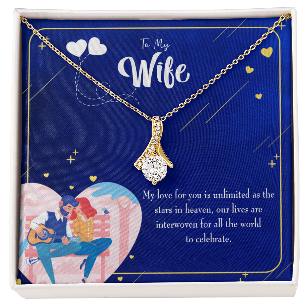 To My Wife Unlimited Love Alluring Ribbon Necklace Message Card-Express Your Love Gifts