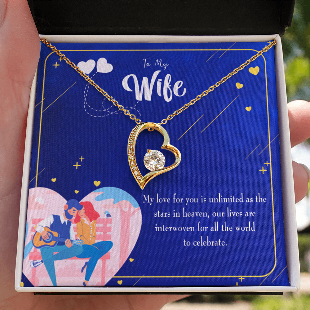 To My Wife Unlimited Love Forever Necklace w Message Card-Express Your Love Gifts