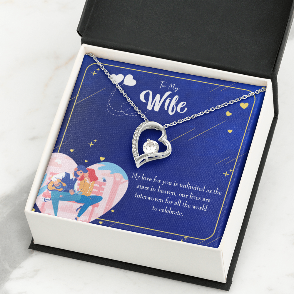 To My Wife Unlimited Love Forever Necklace w Message Card-Express Your Love Gifts