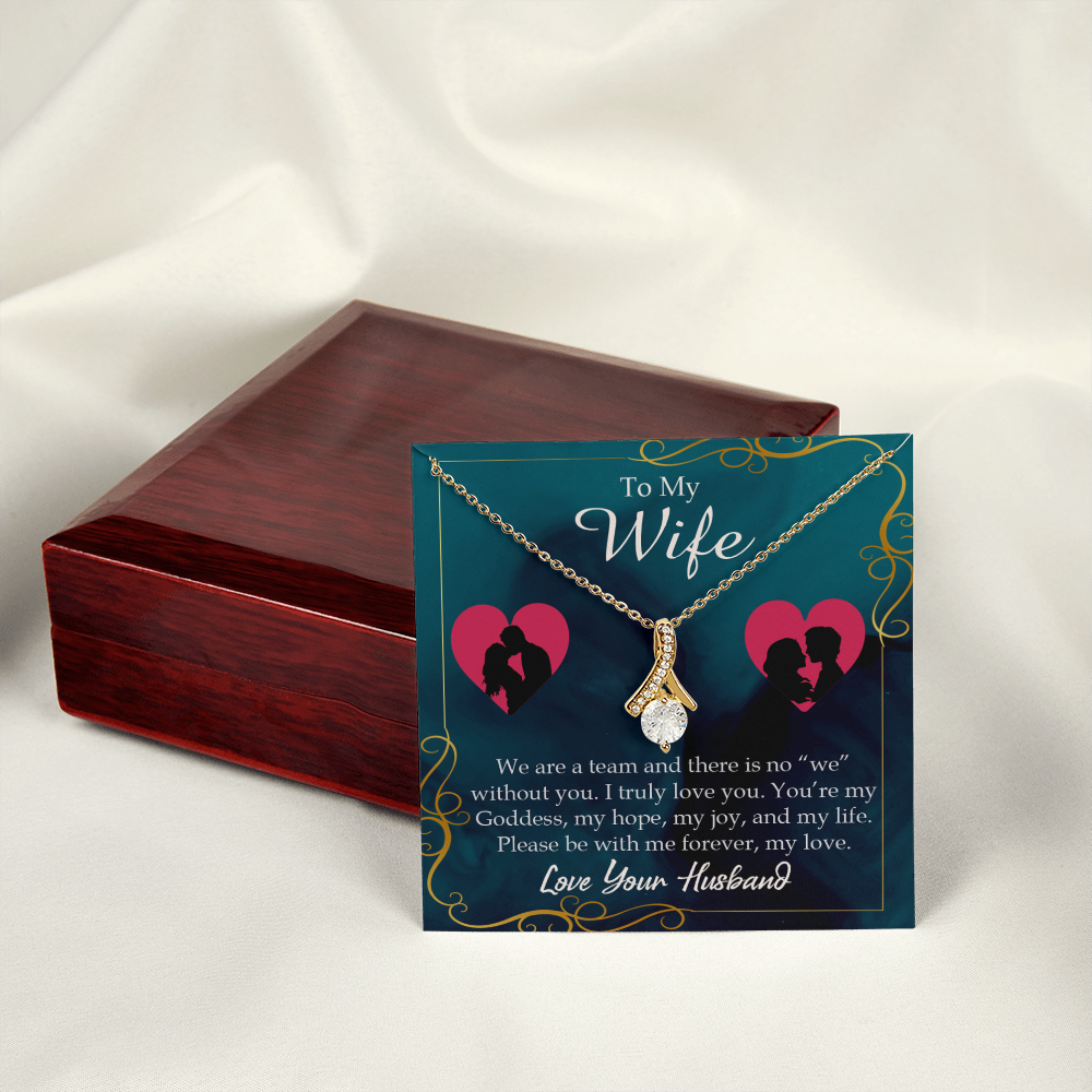 To My Wife We Are a Team Alluring Ribbon Necklace Message Card-Express Your Love Gifts