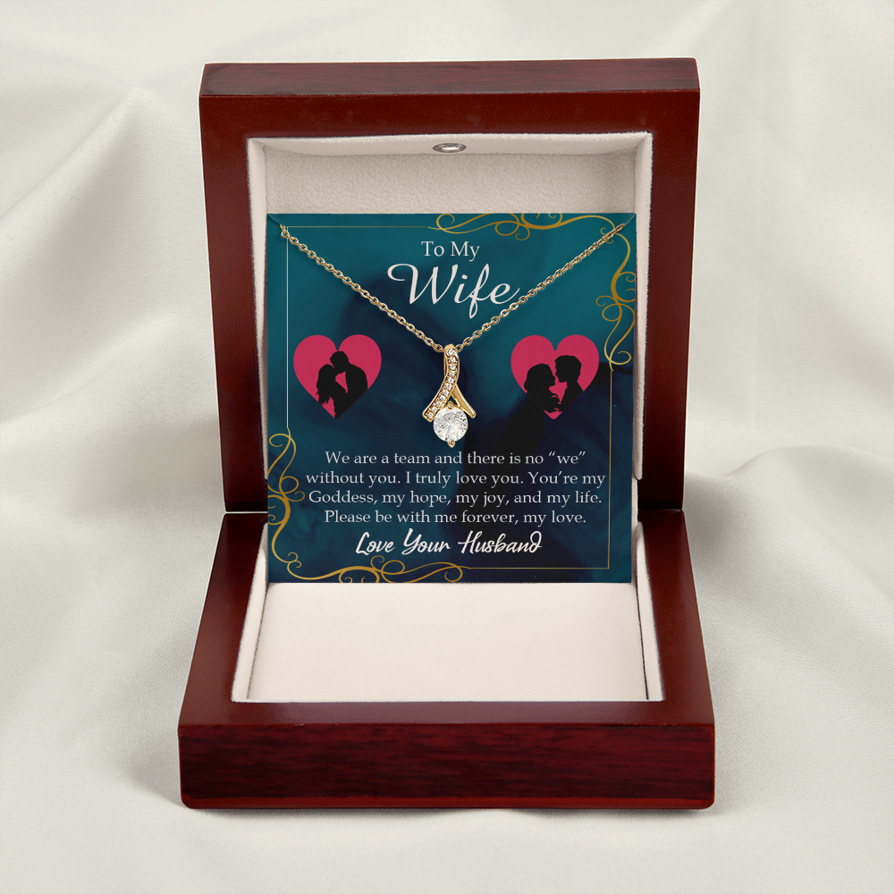 To My Wife We Are a Team Alluring Ribbon Necklace Message Card-Express Your Love Gifts