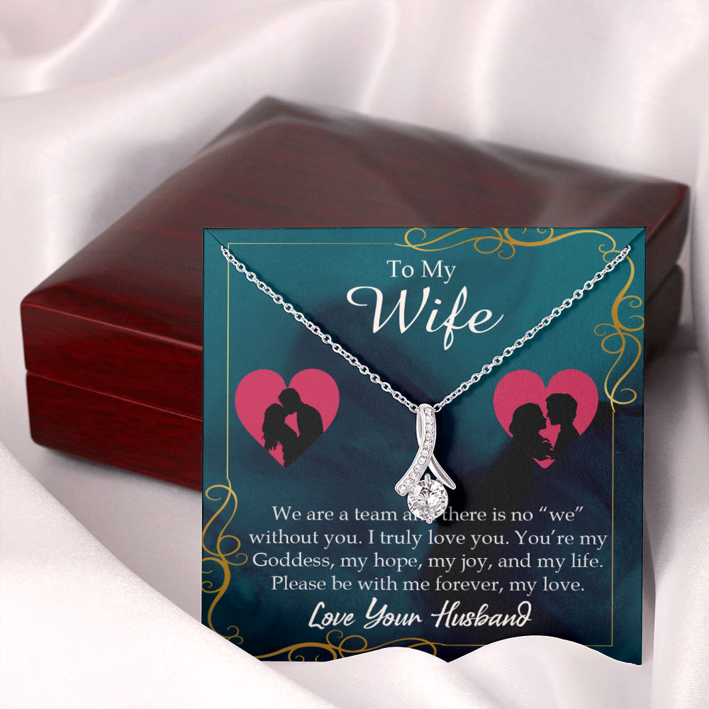 To My Wife We Are a Team Alluring Ribbon Necklace Message Card-Express Your Love Gifts