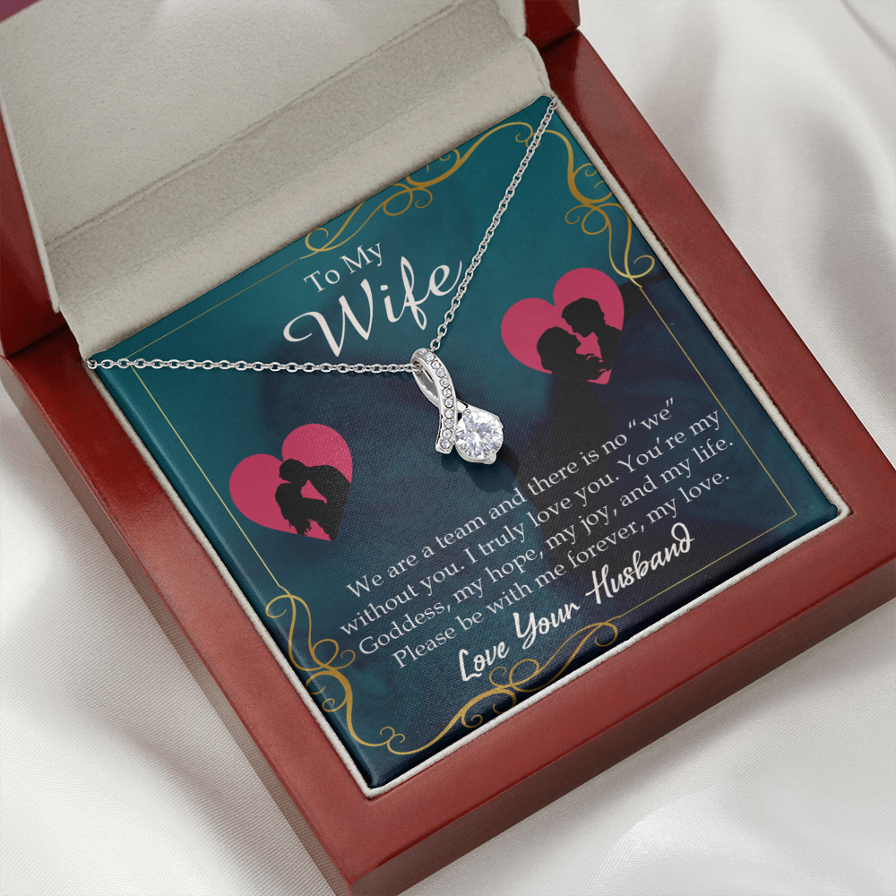 To My Wife We Are a Team Alluring Ribbon Necklace Message Card-Express Your Love Gifts