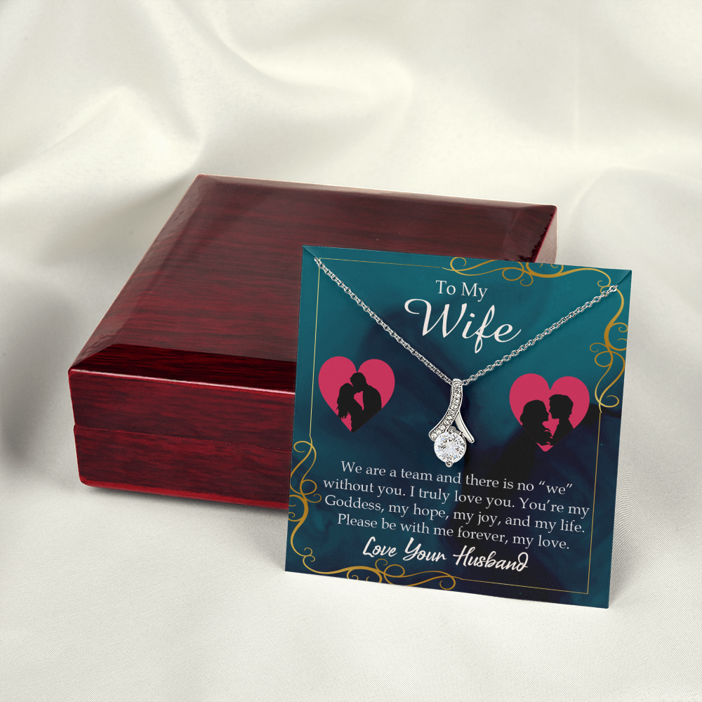 To My Wife We Are a Team Alluring Ribbon Necklace Message Card-Express Your Love Gifts