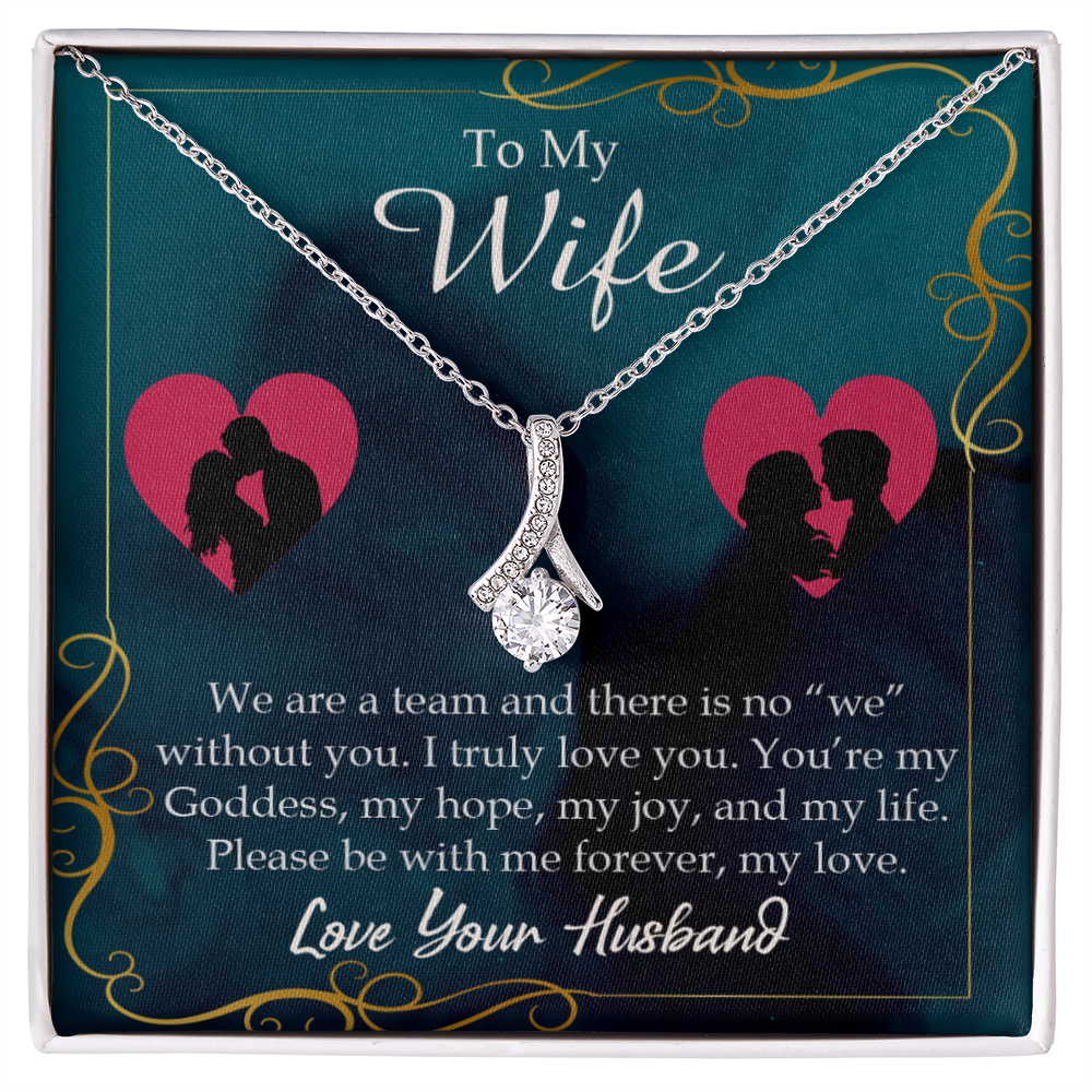 To My Wife We Are a Team Alluring Ribbon Necklace Message Card-Express Your Love Gifts