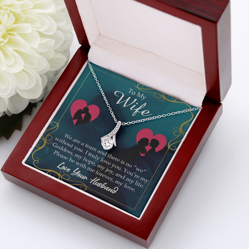 To My Wife We Are a Team Alluring Ribbon Necklace Message Card-Express Your Love Gifts