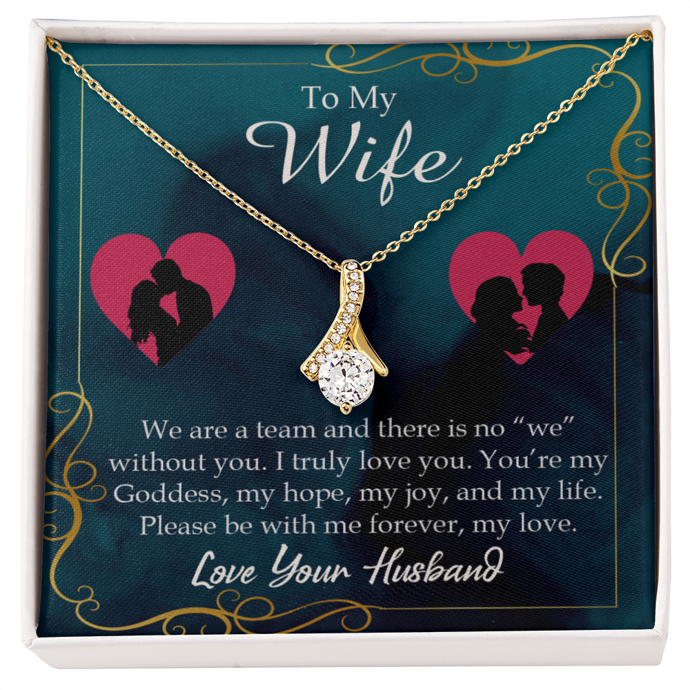 To My Wife We Are a Team Alluring Ribbon Necklace Message Card-Express Your Love Gifts