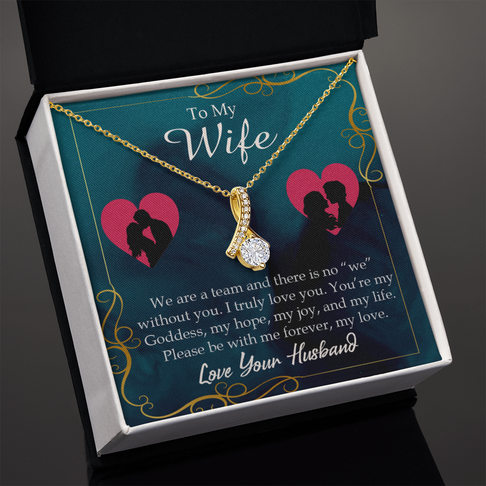 To My Wife We Are a Team Alluring Ribbon Necklace Message Card-Express Your Love Gifts