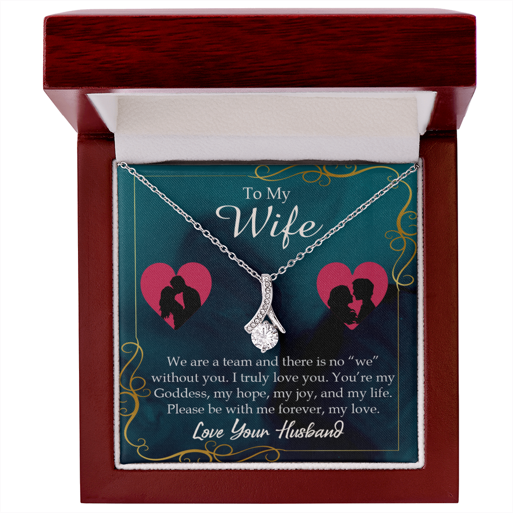 To My Wife We Are a Team Alluring Ribbon Necklace Message Card-Express Your Love Gifts