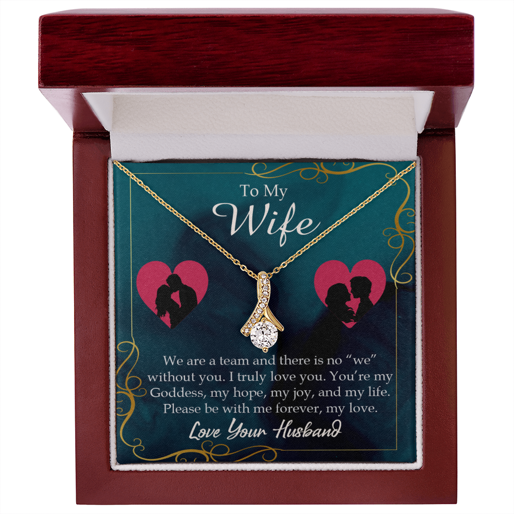 To My Wife We Are a Team Alluring Ribbon Necklace Message Card-Express Your Love Gifts