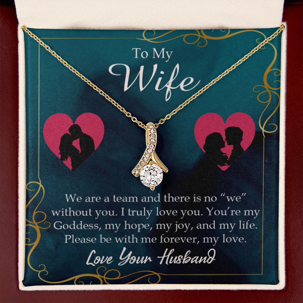 To My Wife We Are a Team Alluring Ribbon Necklace Message Card-Express Your Love Gifts