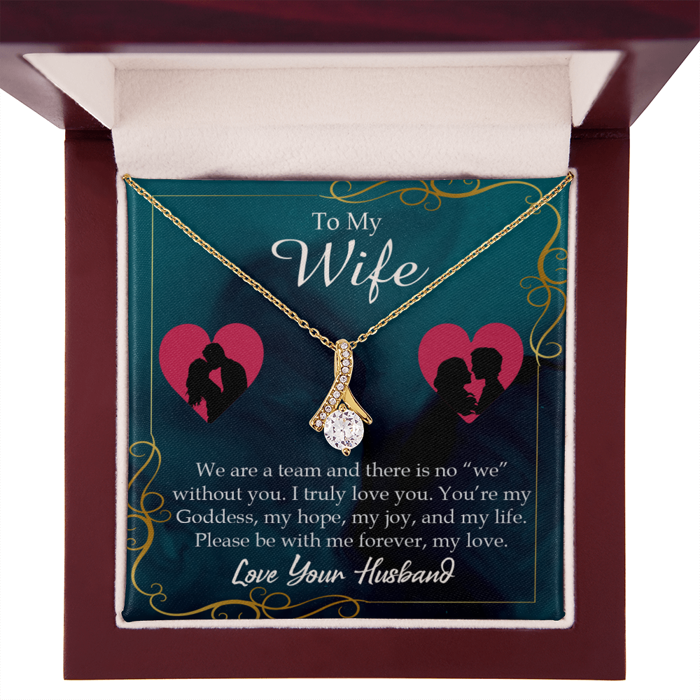 To My Wife We Are a Team Alluring Ribbon Necklace Message Card-Express Your Love Gifts