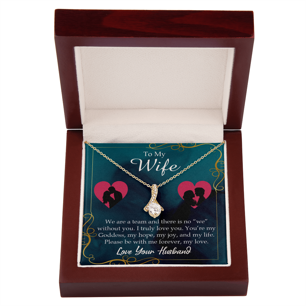 To My Wife We Are a Team Alluring Ribbon Necklace Message Card-Express Your Love Gifts