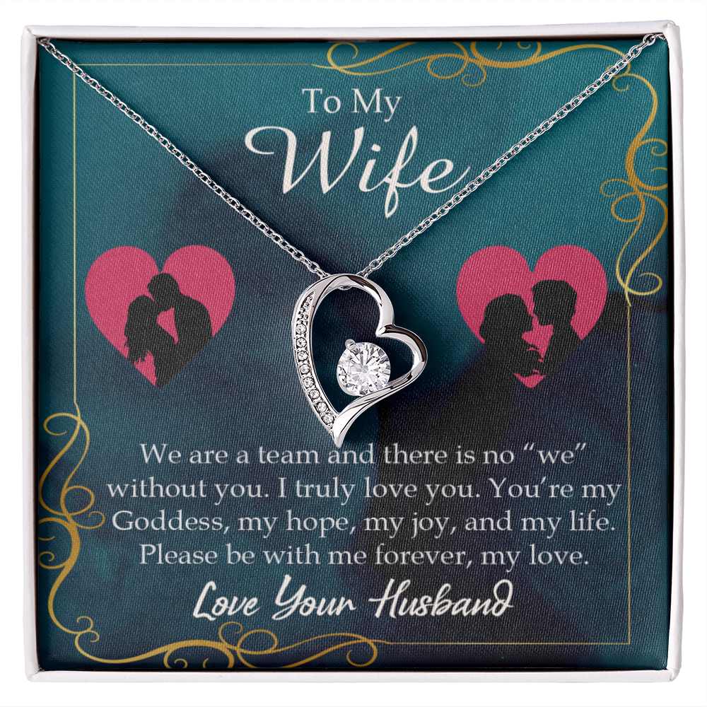 To My Wife We Are a Team Forever Necklace w Message Card-Express Your Love Gifts