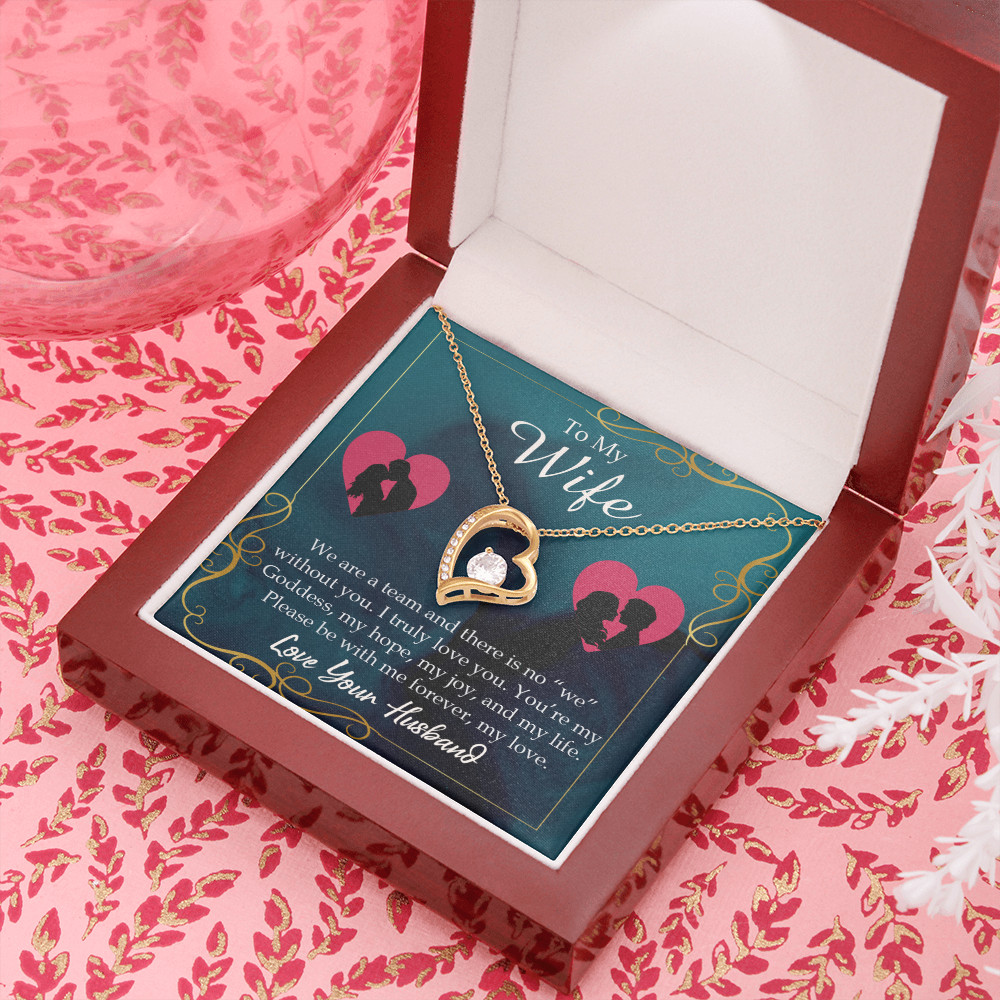 To My Wife We Are a Team Forever Necklace w Message Card-Express Your Love Gifts