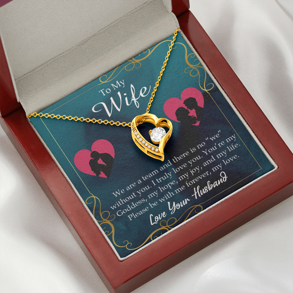 To My Wife We Are a Team Forever Necklace w Message Card-Express Your Love Gifts