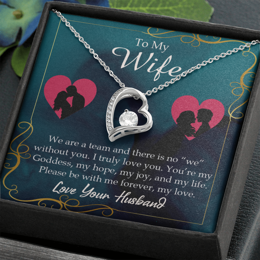 To My Wife We Are a Team Forever Necklace w Message Card-Express Your Love Gifts