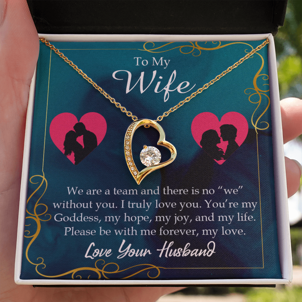 To My Wife We Are a Team Forever Necklace w Message Card-Express Your Love Gifts