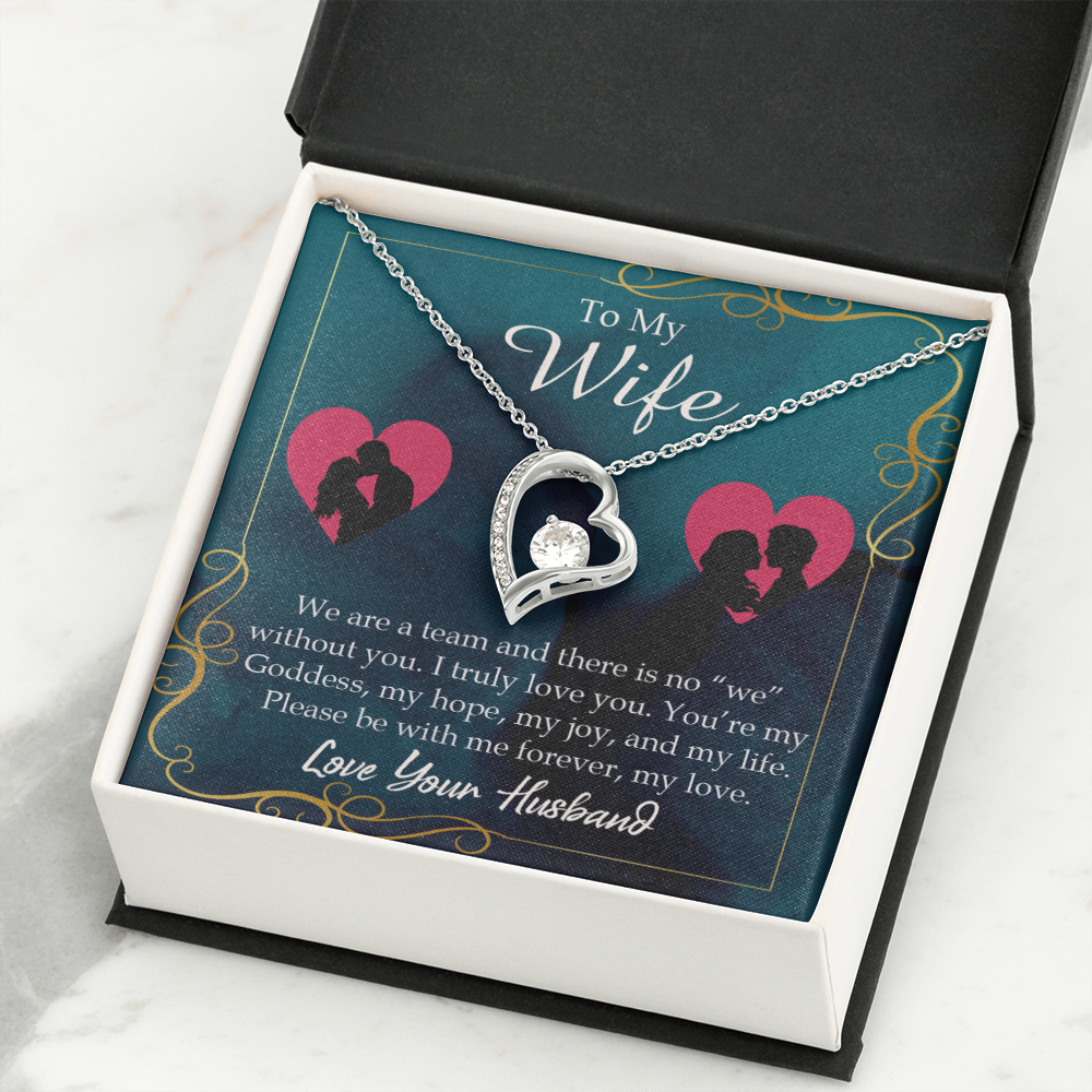 To My Wife We Are a Team Forever Necklace w Message Card-Express Your Love Gifts