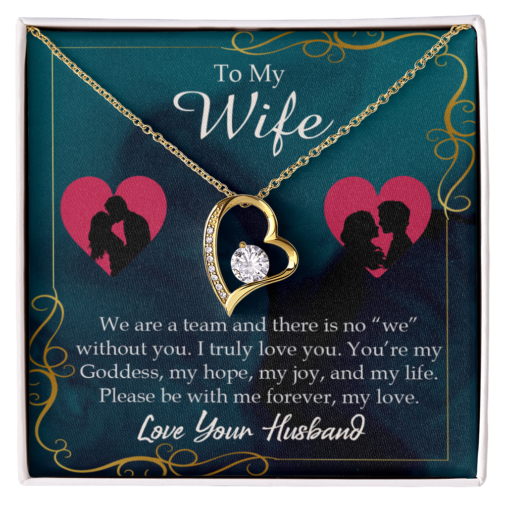 To My Wife We Are a Team Forever Necklace w Message Card-Express Your Love Gifts