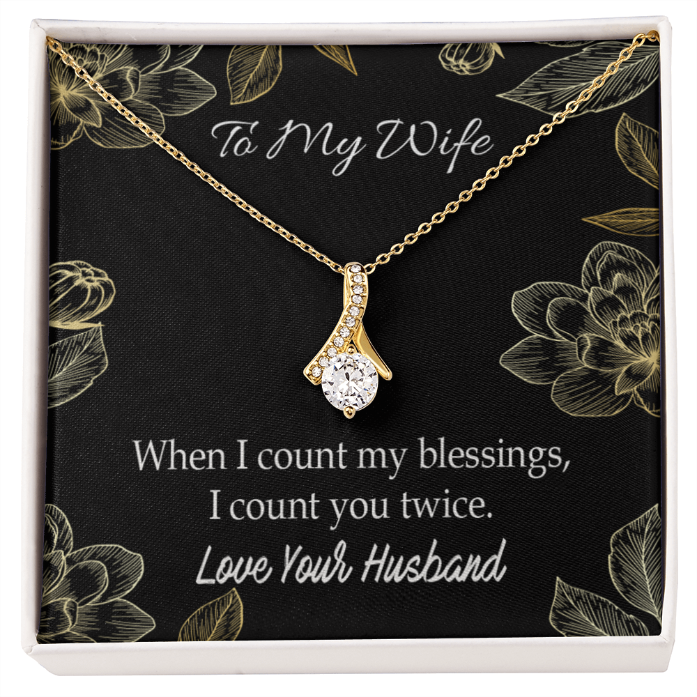 To My Wife When I count my blessings Alluring Ribbon Necklace Message Card-Express Your Love Gifts