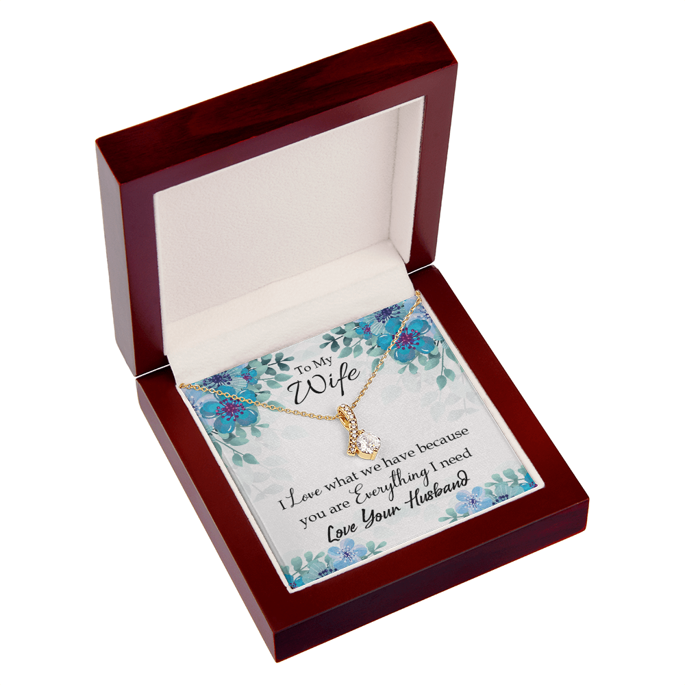 To My Wife When you love Alluring Ribbon Necklace Message Card-Express Your Love Gifts