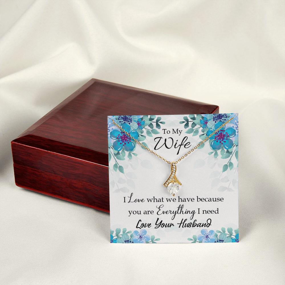 To My Wife When you love Alluring Ribbon Necklace Message Card-Express Your Love Gifts