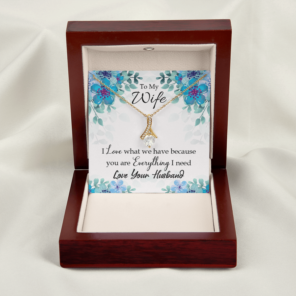 To My Wife When you love Alluring Ribbon Necklace Message Card-Express Your Love Gifts